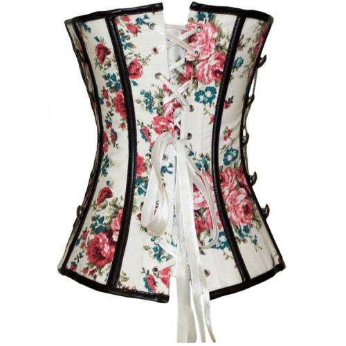 Sexy Gothic Corset for Women Floral Print Overbust Corselet PQT8375