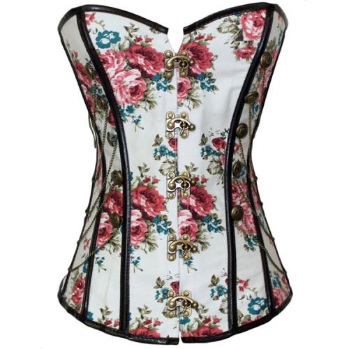 Sexy Gothic Corset for Women Floral Print Overbust Corselet PQT8375