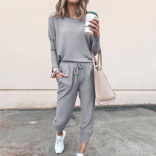 Dark Grey Autumn Winter Tracksuit Loose Long Sleeved Casual Suit PQOM9126C