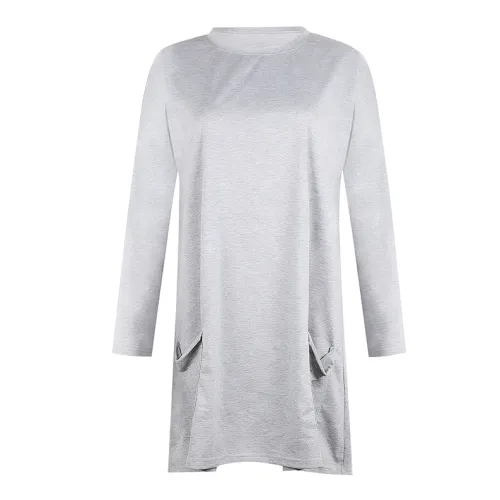 Autumn Loose Long T-shirt Solid Color Winter Casual Dress PQOM9139