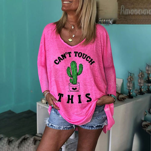 Autumn Round Neck Casual T-shirt Long Sleeved Printed Winter Top PQOM9137A
