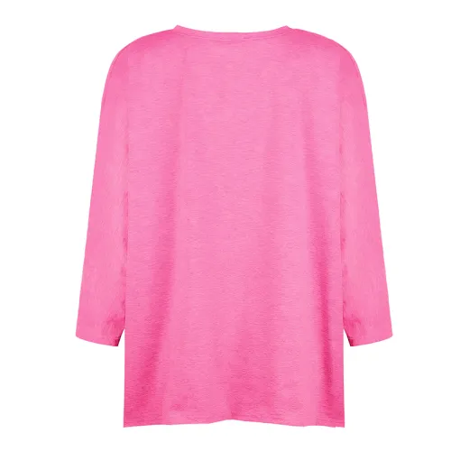 Autumn Round Neck Casual T-shirt Long Sleeved Printed Winter Top PQOM9137A