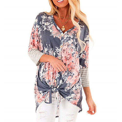 Winter Printed Shirt Casual Tops Autumn Cardigan For Women PQOM9132B