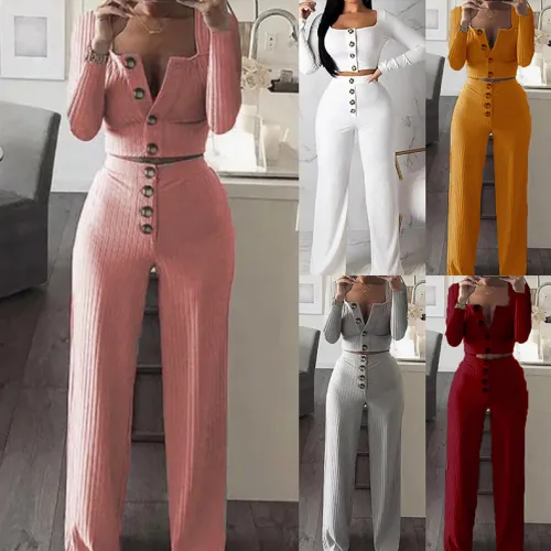 Long Sleeve Cardigan For Women Slim Buttoned Casual Tracksuits PQOM9141