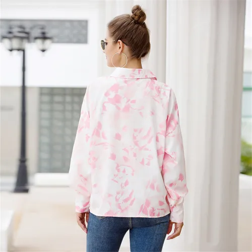 Autumn Floral Print Women Shirts Long Sleeve Casual Blouses PQOM9052A