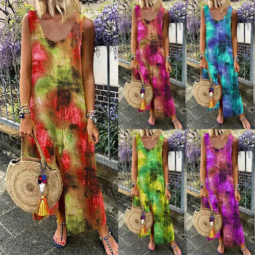 Floral Printed Casual Dresses Maxi Crew Neck Sexy Maxi Dress PQOM9041