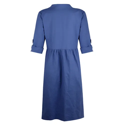Solid Color Long Shirt Dresses for Women Full Sleeve Autumn Midi Dress PQOM9049