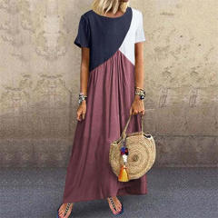 Fashion Beach Apparel Short Sleeve Casual Dresses Sexy Maxi Dress PQOM9039C