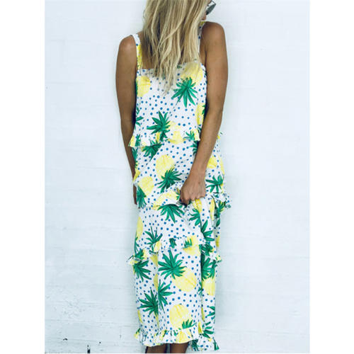 Fashion Beach Dresses Casual Summer Outfits Pineapple Bohemian Dresses PQOM9036