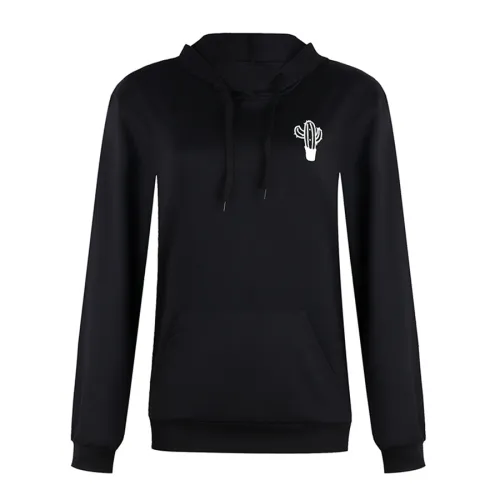 Autumn Cactus Print Hoodies for Women Long Sleeve Winter Sweater PQOM5053A