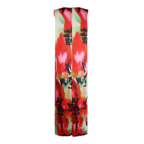 Floral Printed Casual Dresses Maxi Crew Neck Sexy Maxi Dress PQOM9041