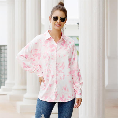 Autumn Floral Print Women Shirts Long Sleeve Casual Blouses PQOM9052A