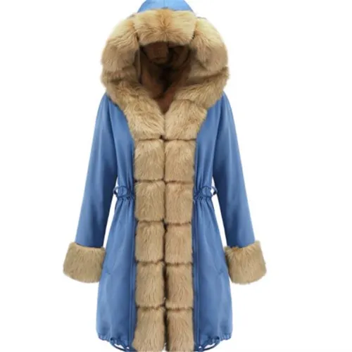 Women Jean Parker Hannifin Faux Fur Winter Jacket Fashion Female Parka PQ19D016