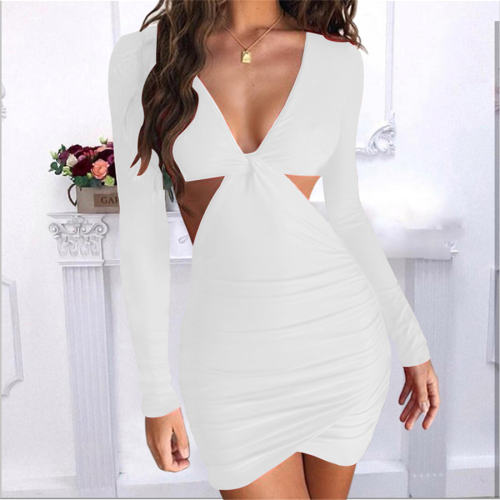 Sexy V-neck Mini Dresses Hollow Out Night Club Dress PQOM9087B