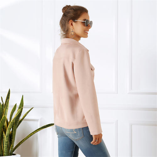 Faux Suede Coat for Women Autumn Casual Loose Jacket PQOM9083A