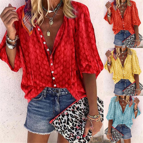 Autumn Long Sleeve Cardigan Printed Chiffon Shirt For Women PQOM9060