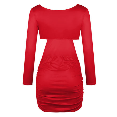 Hollow Out Night Club Dress Sexy V-neck Mini Dresses PQOM9087A