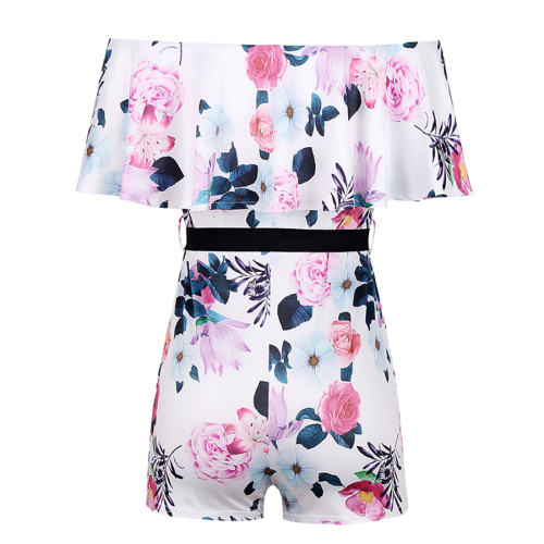 Sexy Floral Printed Off-shoulder Jumpsuit For Women Summer Rompers PQOM9076
