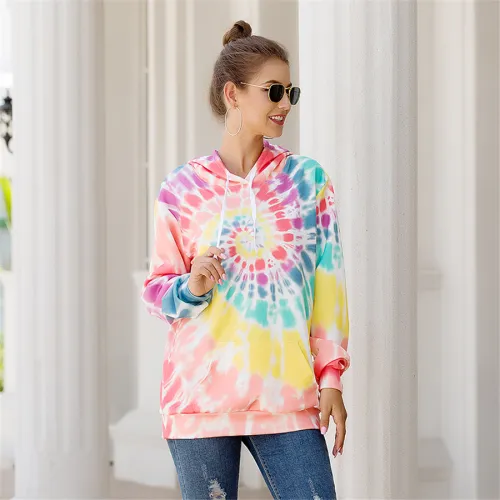 Autumn Loose Tops Long Sleeve Paisley Printed Hoodie PQOM9111A
