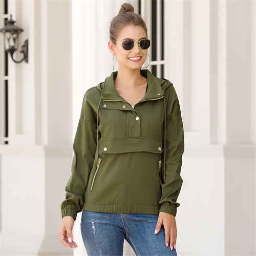 Autumn Zipper Hooded Tops Winter Loose Casual Jacket PQOM9105A