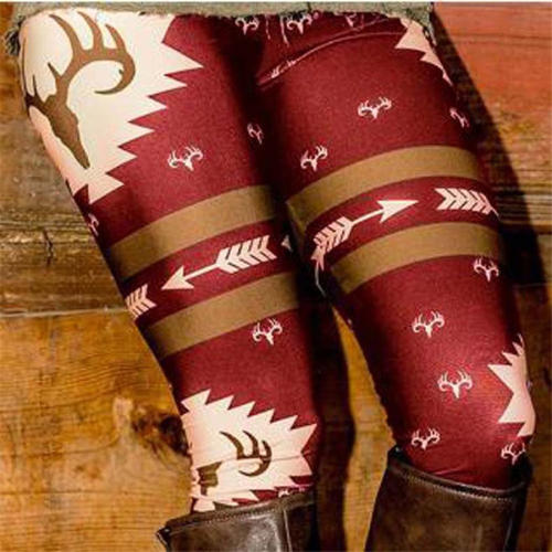 Slim Arrow Print Leggings Women Christmas Pencil Pants PQOM9131