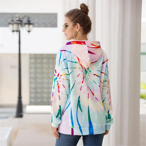 Paisley Printed Hoodies Long Sleeve Autumn Loose Tops PQOM9111B