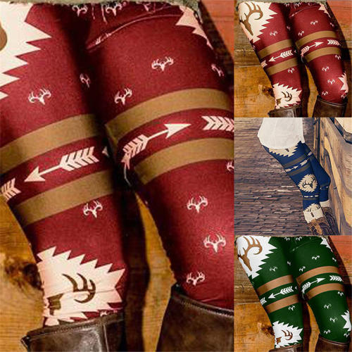Slim Arrow Print Leggings Women Christmas Pencil Pants PQOM9131