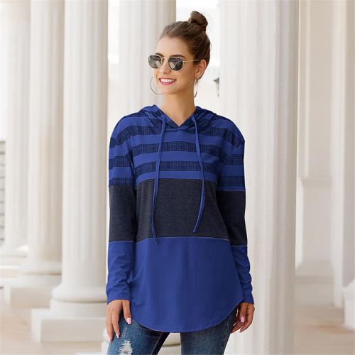 Autumn Loose T-shirts Fashion Printed Tops Striped Casual Hoodies PQOM9113G