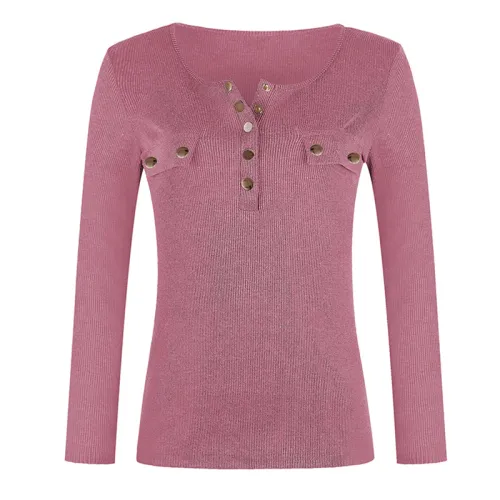 Solid Color Plus Size Shirt Autumn Sweater Slim Ribbed Tops PQOM9180