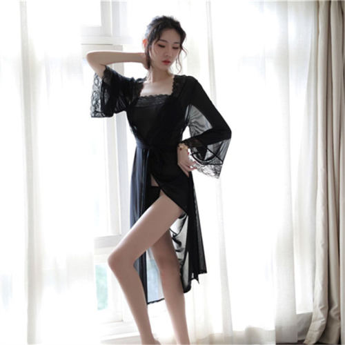 Sexy Nightgown for Women Black Lace Lingerie Sets PQAR5167