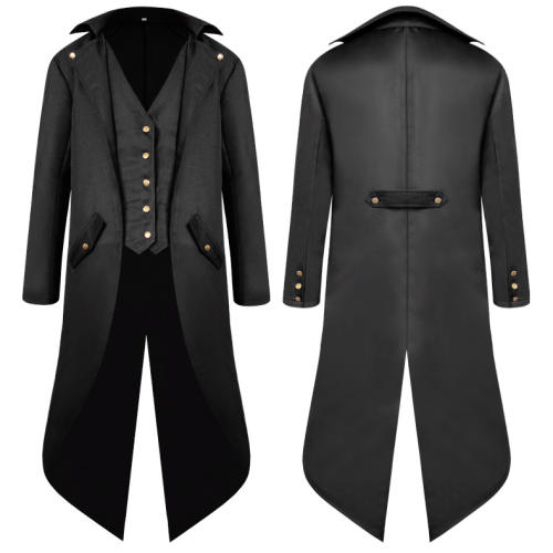 Men's Long Coat Punk Retro Tuxedo Dark Knight Clown Uniform PQMY006C