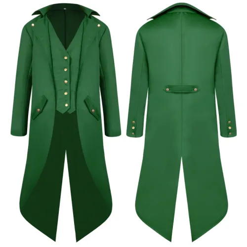 Cartoon Movie Theme Costume Men's Long Coat Punk Retro Tuxedo PQMY006D
