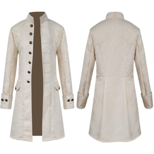 Stand Collar Jacquard Uniform Medieval Prince Costume Steampunk Vintage Coat PQMY004B