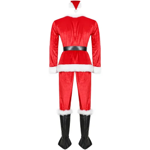 Men Santa Claus Costume Adult Plus Size Christmas Cosplay Uniform PQMR053