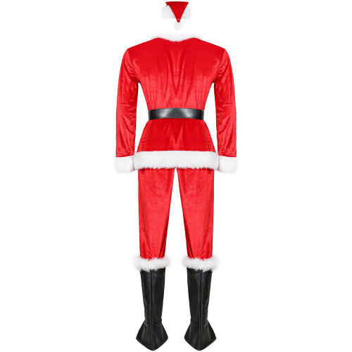 Men Santa Claus Costume Adult Plus Size Christmas Cosplay Uniform PQMR053