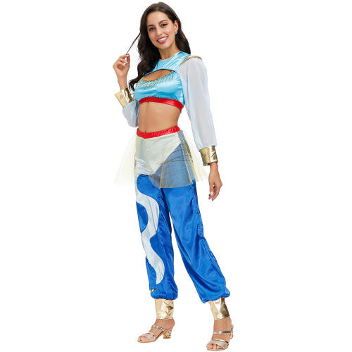 Aladdin Magic Lamp Jasmine Princess Suit Halloween Cos Costume PQMR4534