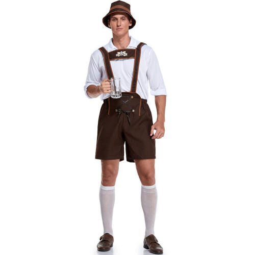 Men Hansel Oktoberfest Costume Halloween Bavarian Beer Overalls PQMR3350