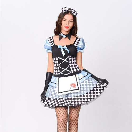 Halloween Fantasy Alisha Uniform Cosplay Stage Dance Maid Clown Party Costume PQZML9063