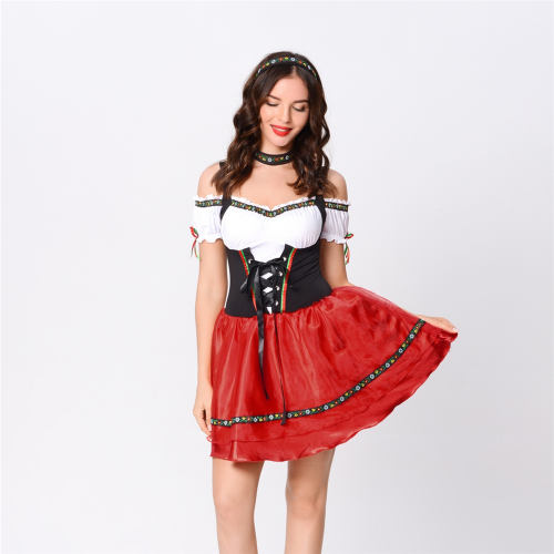 German Beer Girl Costume Halloween Cosplay Maid Fancy Dress PQZML7097