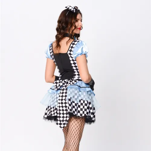 Halloween Fantasy Alisha Uniform Cosplay Stage Dance Maid Clown Party Costume PQZML9063