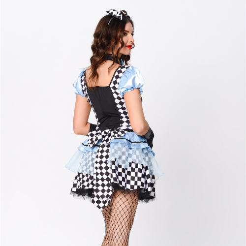 Halloween Fantasy Alisha Uniform Cosplay Stage Dance Maid Clown Party Costume PQZML9063