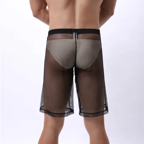 Men Summer Knee Length Pants Club Male Hole Trousers PQA4-55D