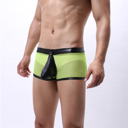 Fetish Gay Boxers Sissy Underwear Faux Leather Men Shorts PQA4-36B