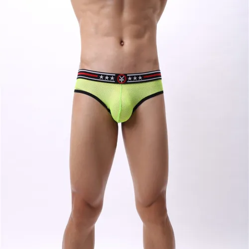 Men Fetish Briefs Sissy Mesh Shorts Hole Gay Underpants PQA4-48B