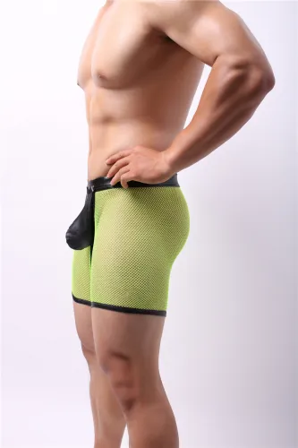 Novelty Black Mesh Boxers Jockstrap Wrap Penis Pouch Shorts PQA4-50C