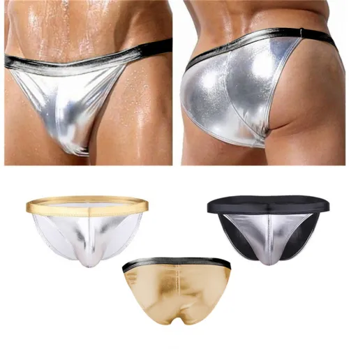 Male Fetish Underpants Faux Leather Men's Briefs PQXX6018C