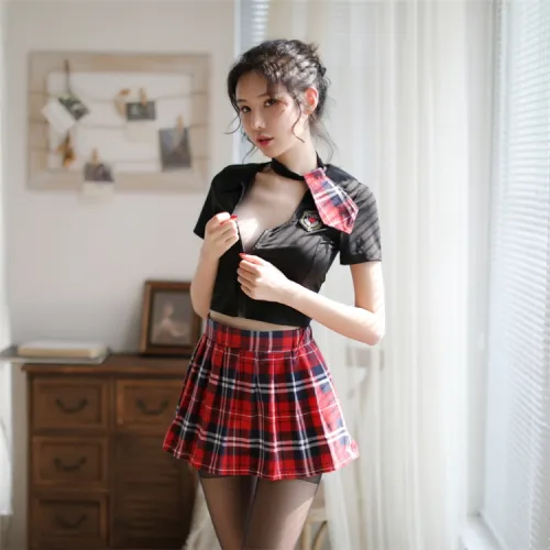 Pure Cute Plaid Student Costume Sexy Schoolgirl Uniform Temptation PQAR5065