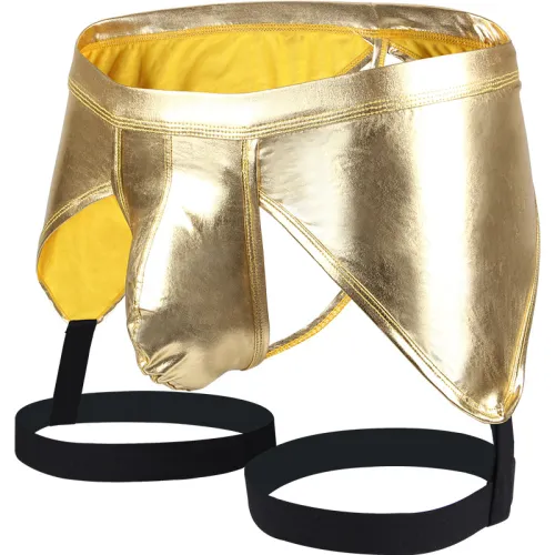 Patent Leather Sexy Nightclub Low Waist T Pants Men Gay Thong PQA4-52A