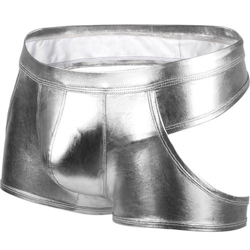 Low Waist Sexy Patent Leather Panties Faux Leather Men Boxer Shorts PQA4-51B