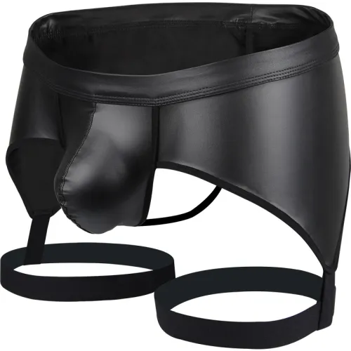 Patent Leather Sexy Nightclub Low Waist T Pants Men Gay Thong PQA4-52A